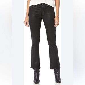 PAIGE X ANTHRO 23 Claudine Black Fog Luxe Coated Crop Flare Stretch Jeans